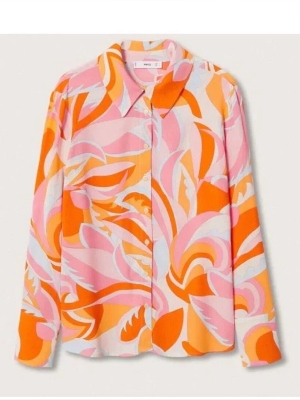 Mango mod abstract print blouse Small Womens Office Career Dopamine dressing